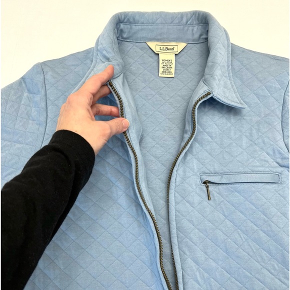 L.L.Bean Blue Lightweight Cotton Blend Quilted Zip Up Jacket Size M - Picture 6 of 17